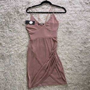 Adorable off pink dress with asymmetrical front